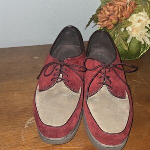Hush Puppies Burgundy and Beige Oxfords